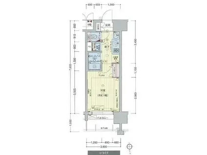プレサンス天満橋アンジェ(1K/2階)の間取り写真