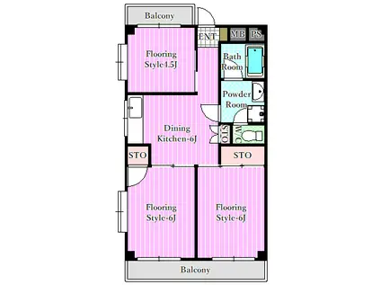 キャピタルコートⅧ(3DK/3階)の間取り写真