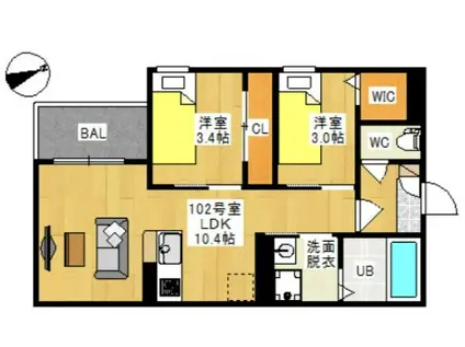 REGALEST LUCENTE REGALEST 新保IV(2LDK/2階)の間取り写真