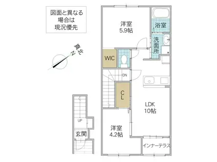 那珂市菅谷字江向東アパート(2LDK/2階)の間取り写真