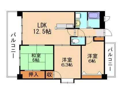 第3 元木ビル(3LDK/4階)の間取り写真