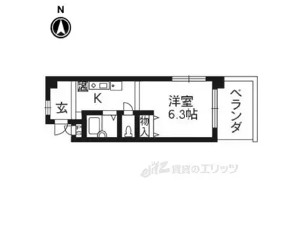 サーティフル新二条(1K/4階)の間取り写真
