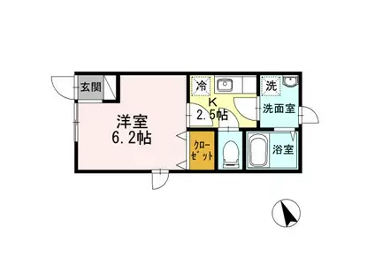 ラ ベレッツァ世田谷(1K/1階)の間取り写真