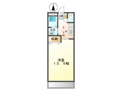 ビアンヒルズ(1K/2階)の間取り写真