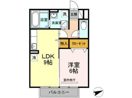 ステラA棟(1LDK/2階)の間取り写真