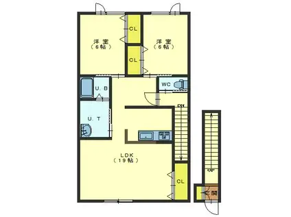 パルティールV(2LDK/2階)の間取り写真