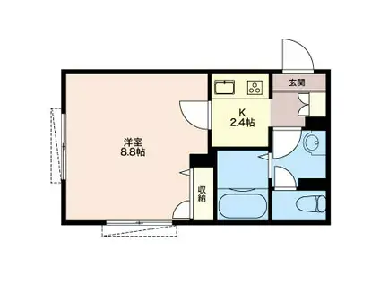 ラティオ等々力(1K/1階)の間取り写真