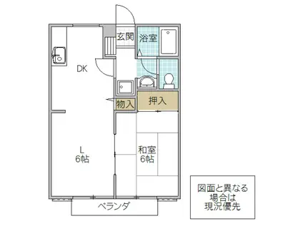 フローラハイツ(1LDK/2階)の間取り写真