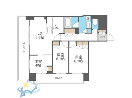 ジュノール札幌植物園(3LDK/7階)の間取り写真