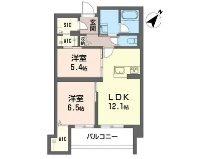 ザ・ワン(2LDK/2階)の間取り写真