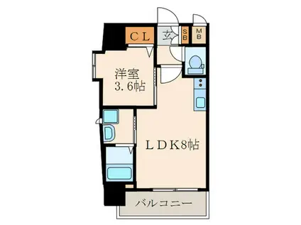 ERIOS COURT 香春口(1LDK/5階)の間取り写真