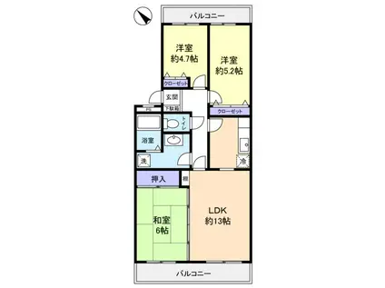 コートウィステリア(3LDK/2階)の間取り写真