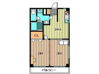 YAMANAKAマンション(2DK/3階)の間取り写真