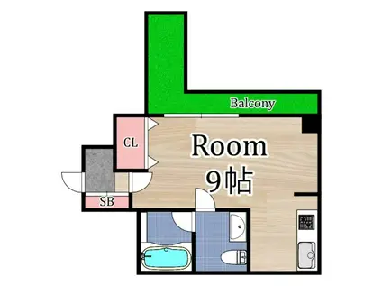 ベリーウェル都島(ワンルーム/4階)の間取り写真