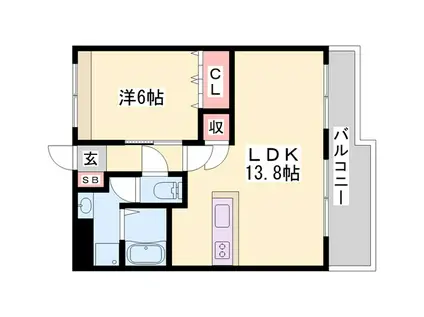 エスポア21(1LDK/2階)の間取り写真