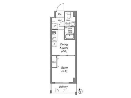 ペアパレス六町環七北通(1DK/1階)の間取り写真