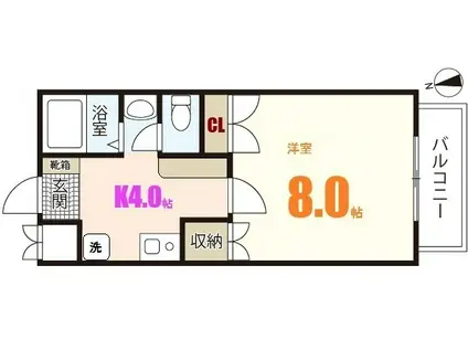 ピア サテライト(1K/2階)の間取り写真