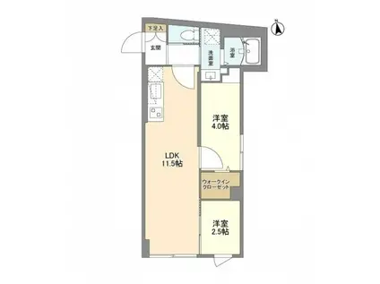 ウェルスクエア学芸大学II(2LDK/3階)の間取り写真