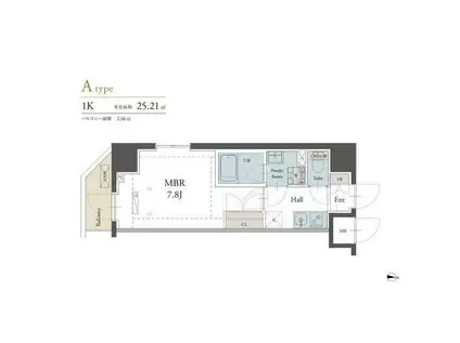 ラグゼナ平塚(1K/4階)の間取り写真