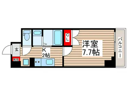 アルファプライム東陽町(1K/2階)の間取り写真