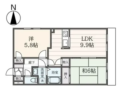 ヴィラドマーニ一橋学園(2LDK/1階)の間取り写真