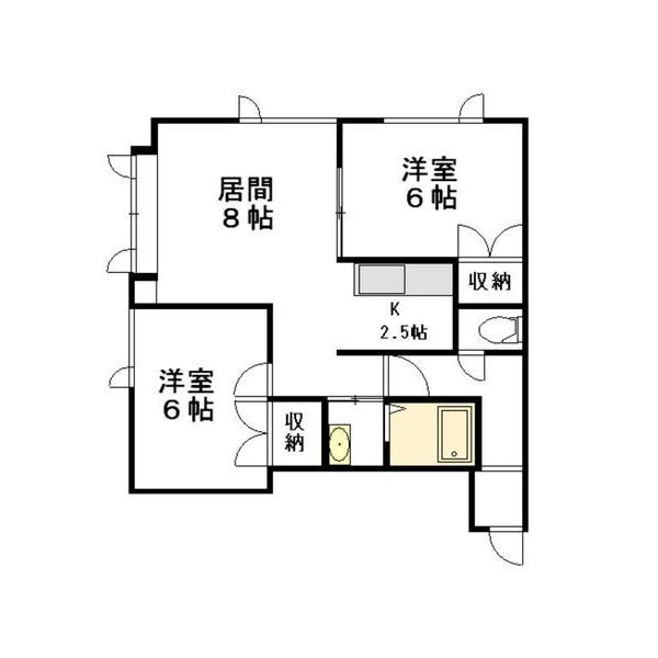 プリンセス神楽岡(2LDK/2階)の間取り写真