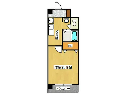 ハウスセゾン四条通(1K/4階)の間取り写真