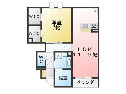 ドヌール井草B(1LDK/1階)の間取り写真