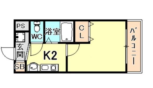 グランデ・アステール芦屋(1K/3階)の間取り写真