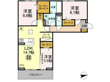 アルジェント(3LDK/1階)の間取り写真