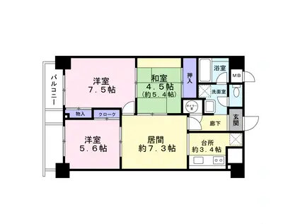 サンビューハイツ代々木(3LDK/1階)の間取り写真