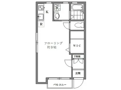 ステラ奥沢(ワンルーム/1階)の間取り写真