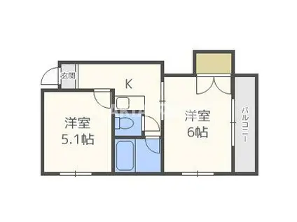 ケオラ・ホウ(2K/4階)の間取り写真