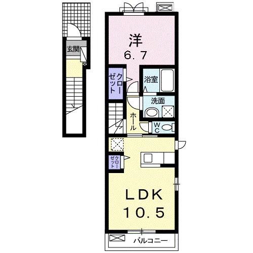 サンリット・K(1LDK/2階)の間取り写真