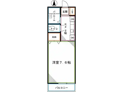 ヴィラ・ファミーユ B棟(1K/2階)の間取り写真