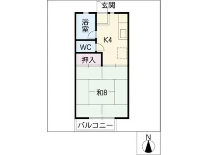 ハイツ天野(1K/1階)の間取り写真