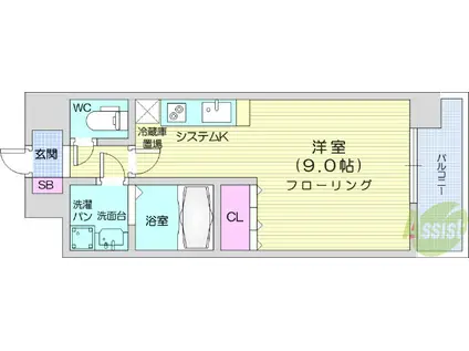 LASANTE薬師堂(1K/2階)の間取り写真