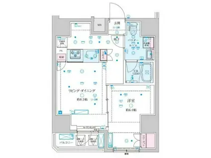 ジェノヴィア文京千駄木(1LDK/11階)の間取り写真