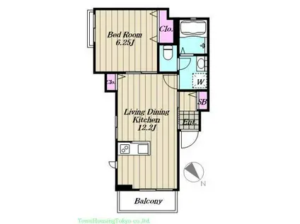 フォレスティ若林(1LDK/3階)の間取り写真