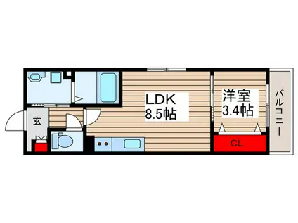 ロワール(1LDK/2階)の間取り写真