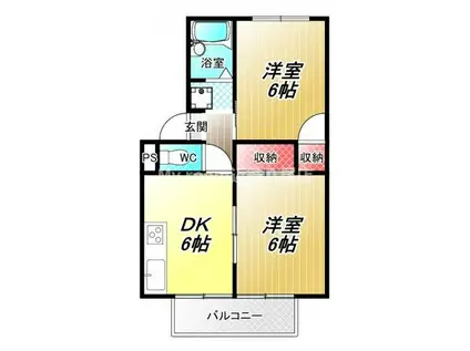 プランドール山本南(2DK/1階)の間取り写真