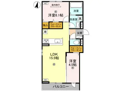 プライム金剛(2LDK/3階)の間取り写真