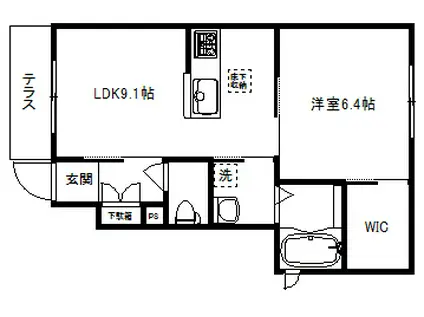 サニーヒルズ井の頭(1LDK/1階)の間取り写真