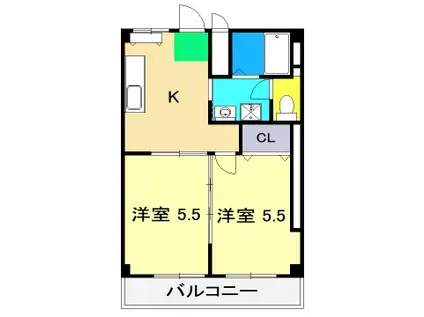 メゾン・マルベリ(2K/4階)の間取り写真