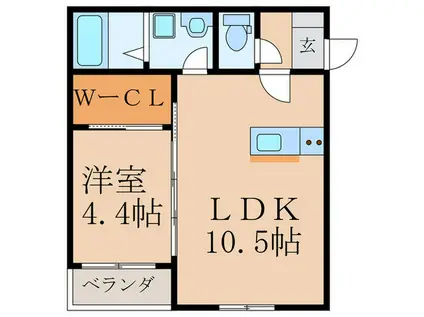 BRAVE BASEキャバリアI(1LDK/2階)の間取り写真