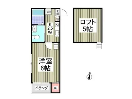 コンフォートメゾン東平賀(1K/2階)の間取り写真