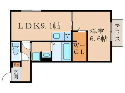 REGALO伏見(1LDK/1階)の間取り写真