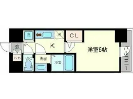 エスリード難波ステーションゲートサウステラス(1K/14階)の間取り写真