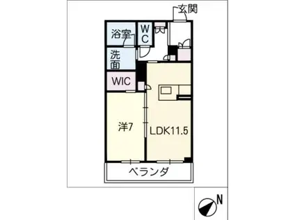 レフィアントITO(1LDK/1階)の間取り写真
