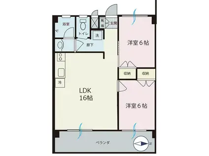 エルミタージュ(2LDK/4階)の間取り写真